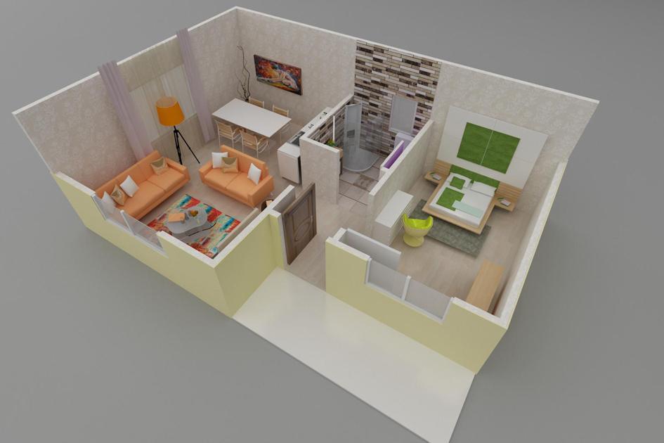 40 m² 1+1 Tek Kat Prefabrik Ev son görsel