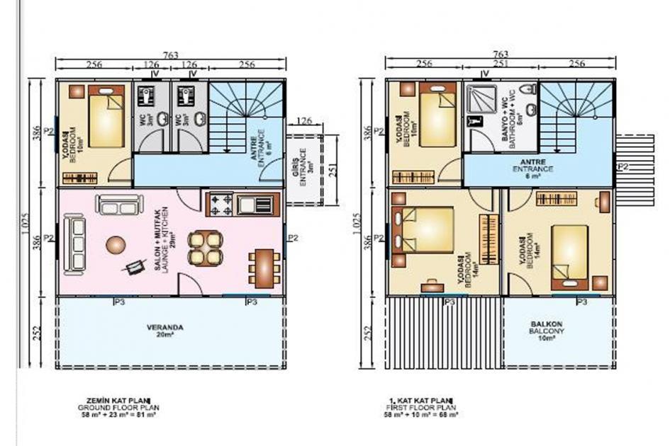 149 m² 4+1 Dubleks Prefabrik Ev son görsel