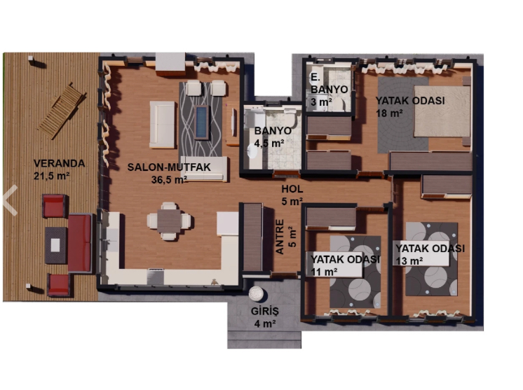 144 m² 3+1 Tek Katlı Çelik Villa | Nova 144 son görsel