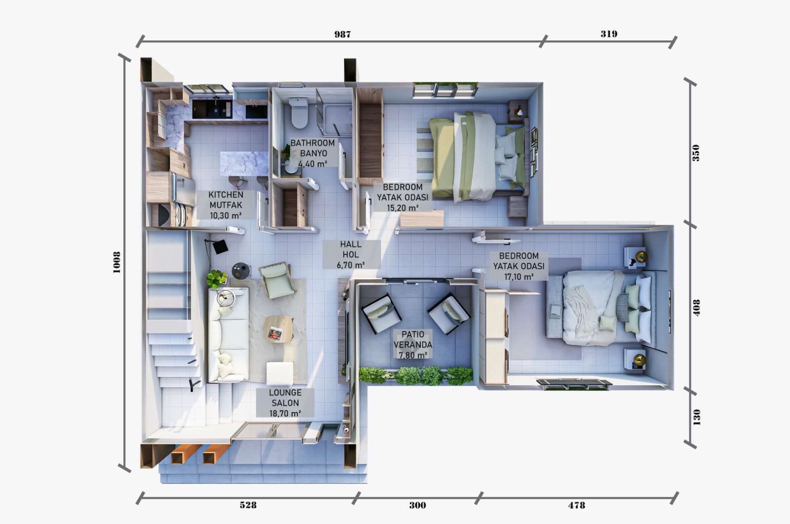 149 m² 3+1 Dubleks Çelik Villa görsel 6