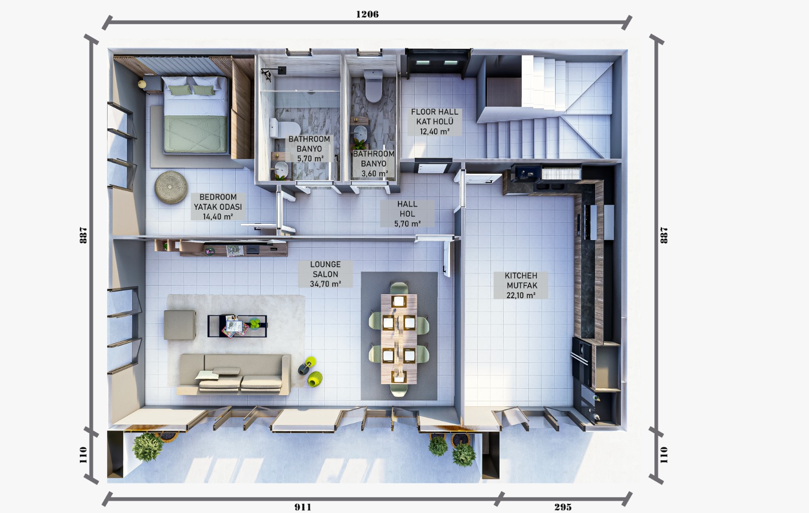 183 m² 3+1 Dubleks Çelik Villa son görsel