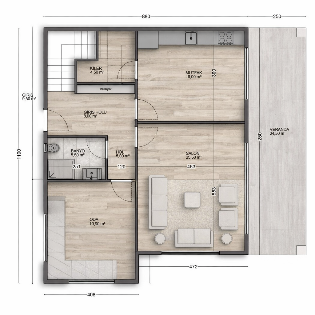 200 m² 5+1 Dubleks Çelik Villa görsel 4
