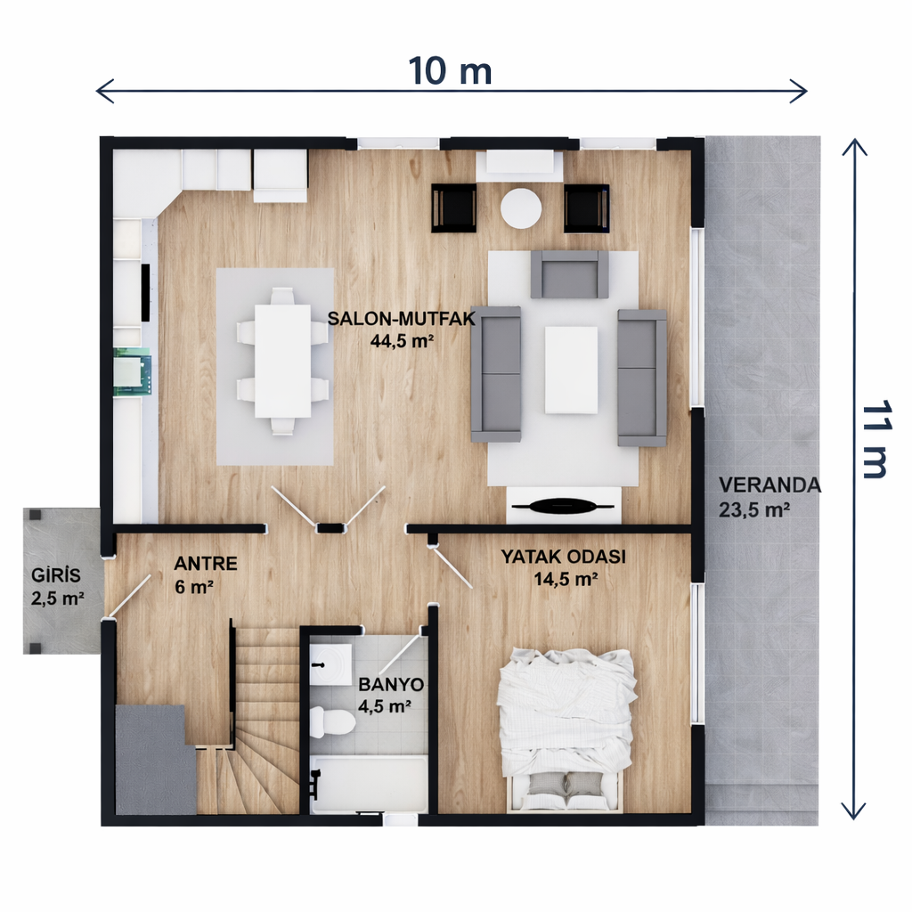 206 m² 4+1 Dubleks Çelik Villa görsel 5