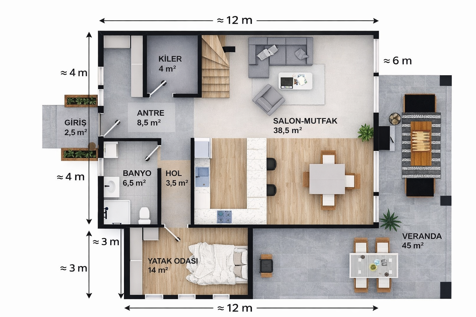 216 m² 3+1 Dubleks Çelik Villa görsel 3