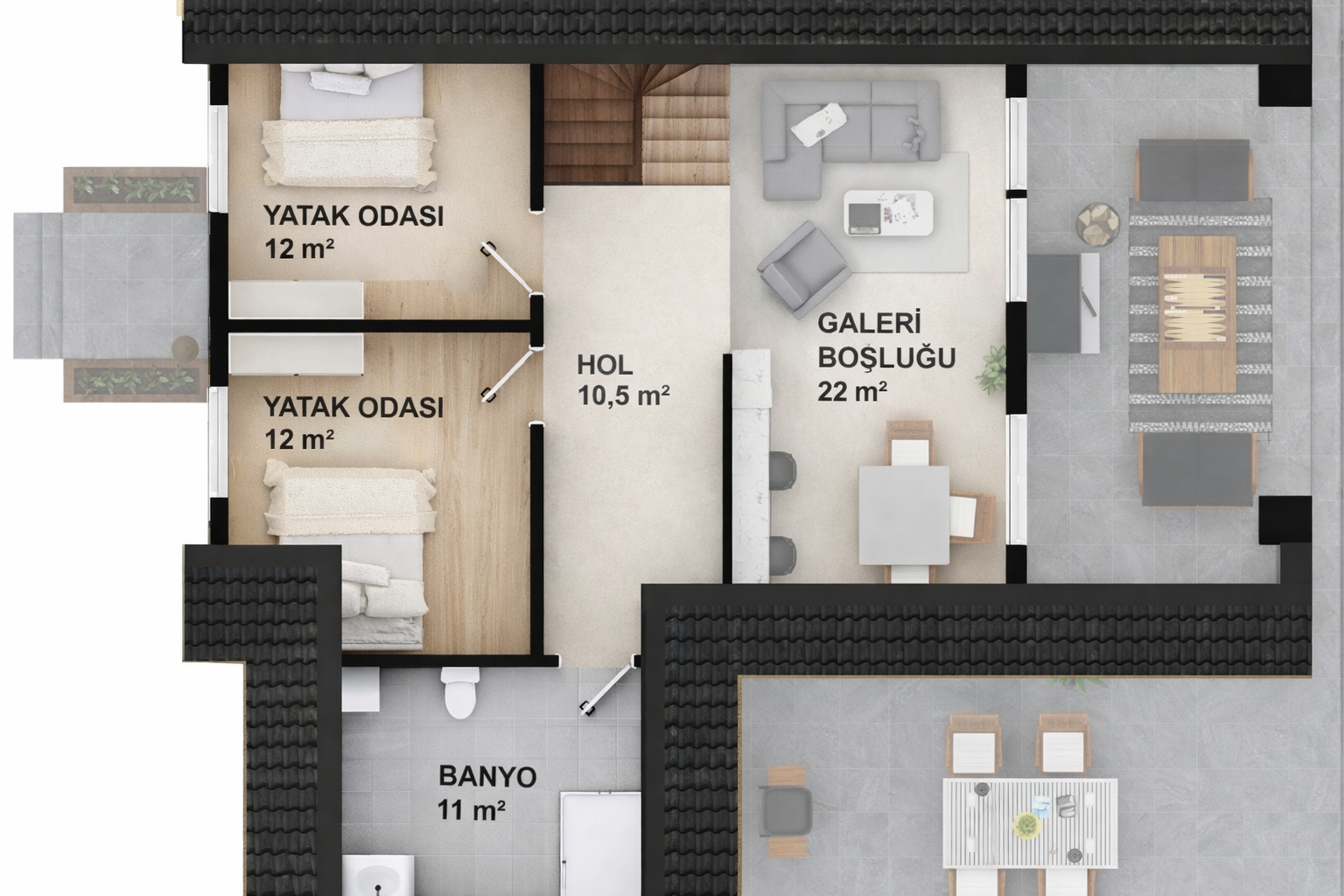 216 m² 3+1 Dubleks Çelik Villa görsel 4
